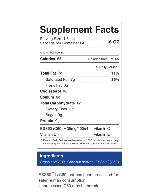 C60 Evo 16 oz MCT Oil Supplement Facts