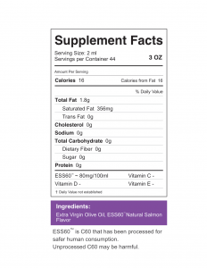 C60 Evo for Cats, 3 oz Olive Oil Supplement Facts