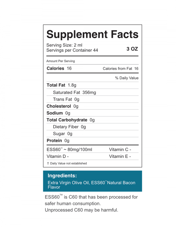 C60 Evo for Dogs, 3 oz Olive Oil Supplement Facts